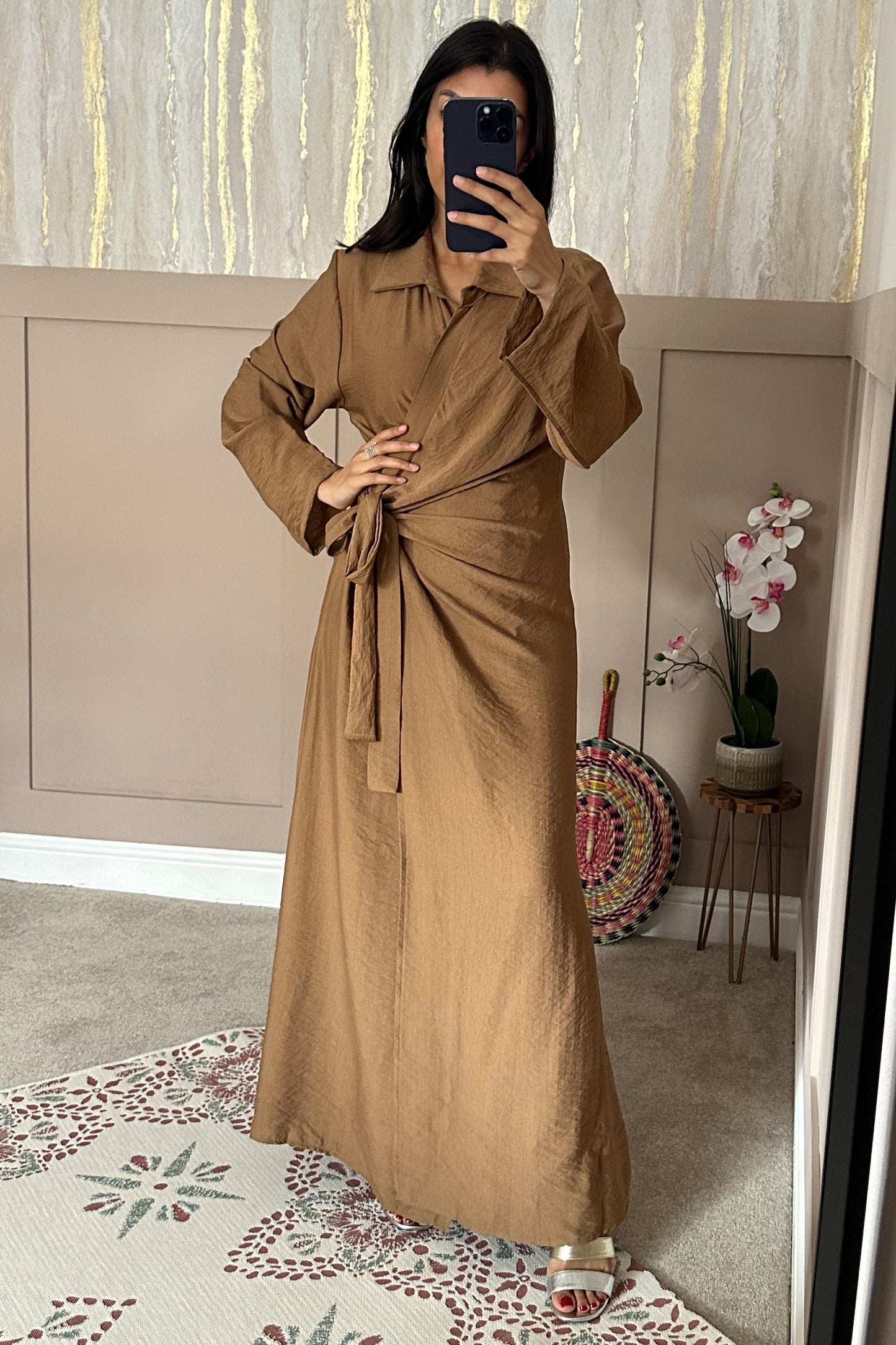 Mila Wrap Maxi Dress - Caramel