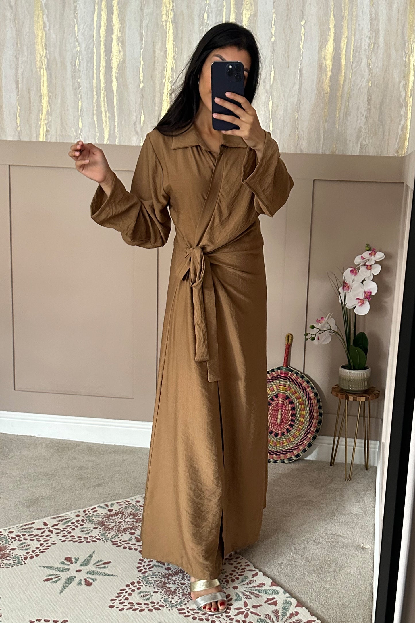 Mila Wrap Maxi Dress - Caramel