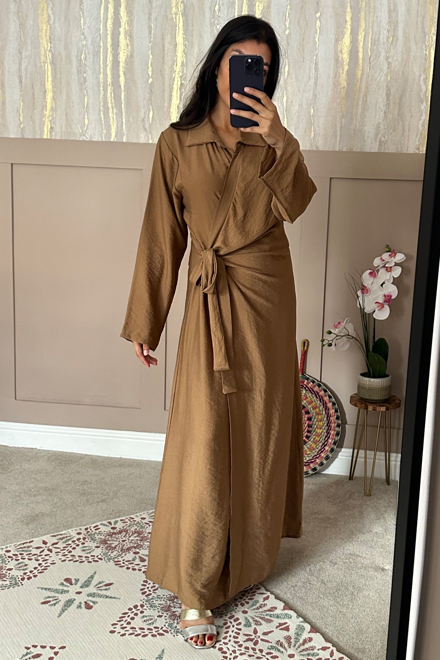 Mila Wrap Maxi Dress - Caramel