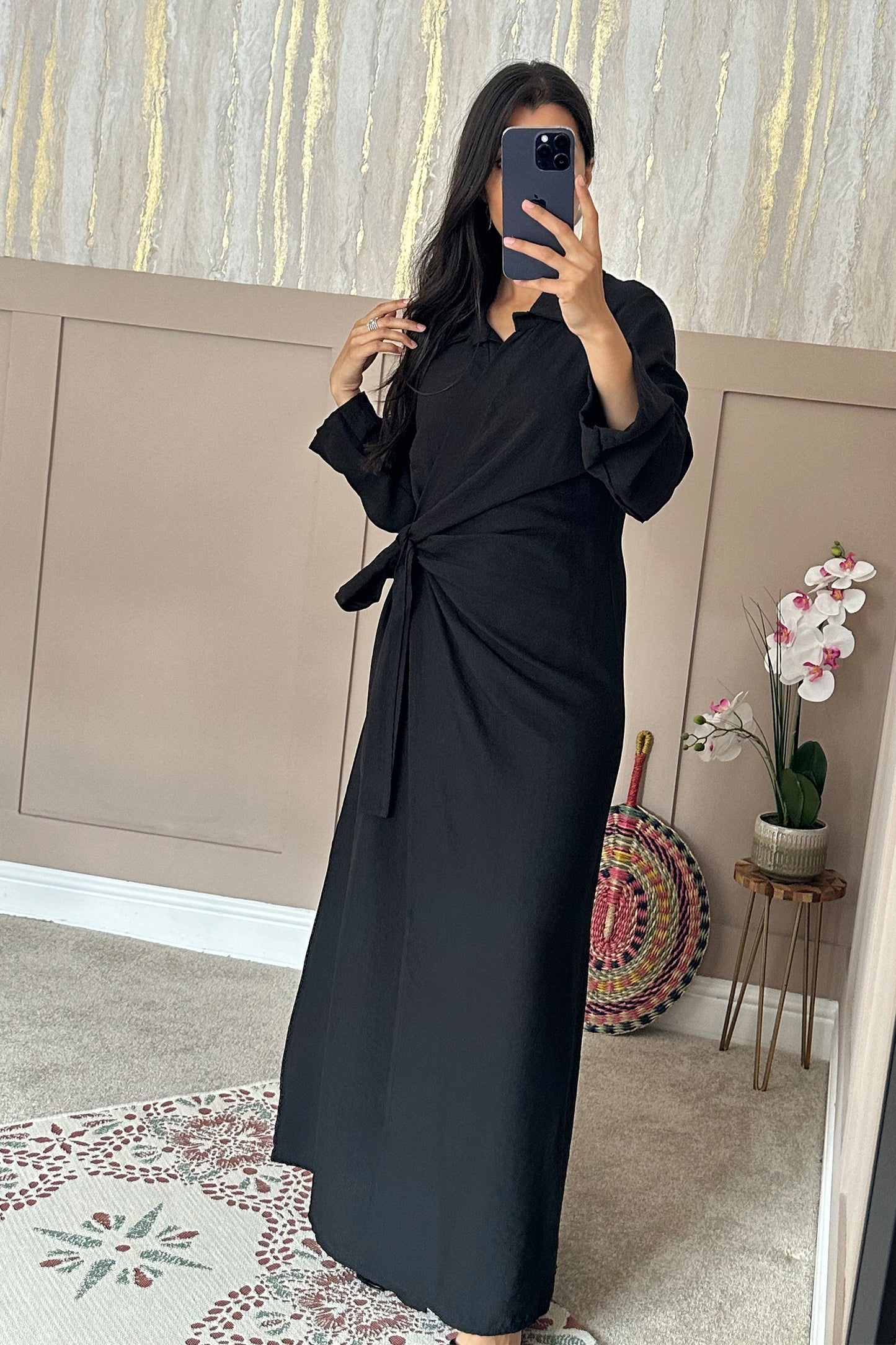 Mila Wrap Maxi Dress - Black