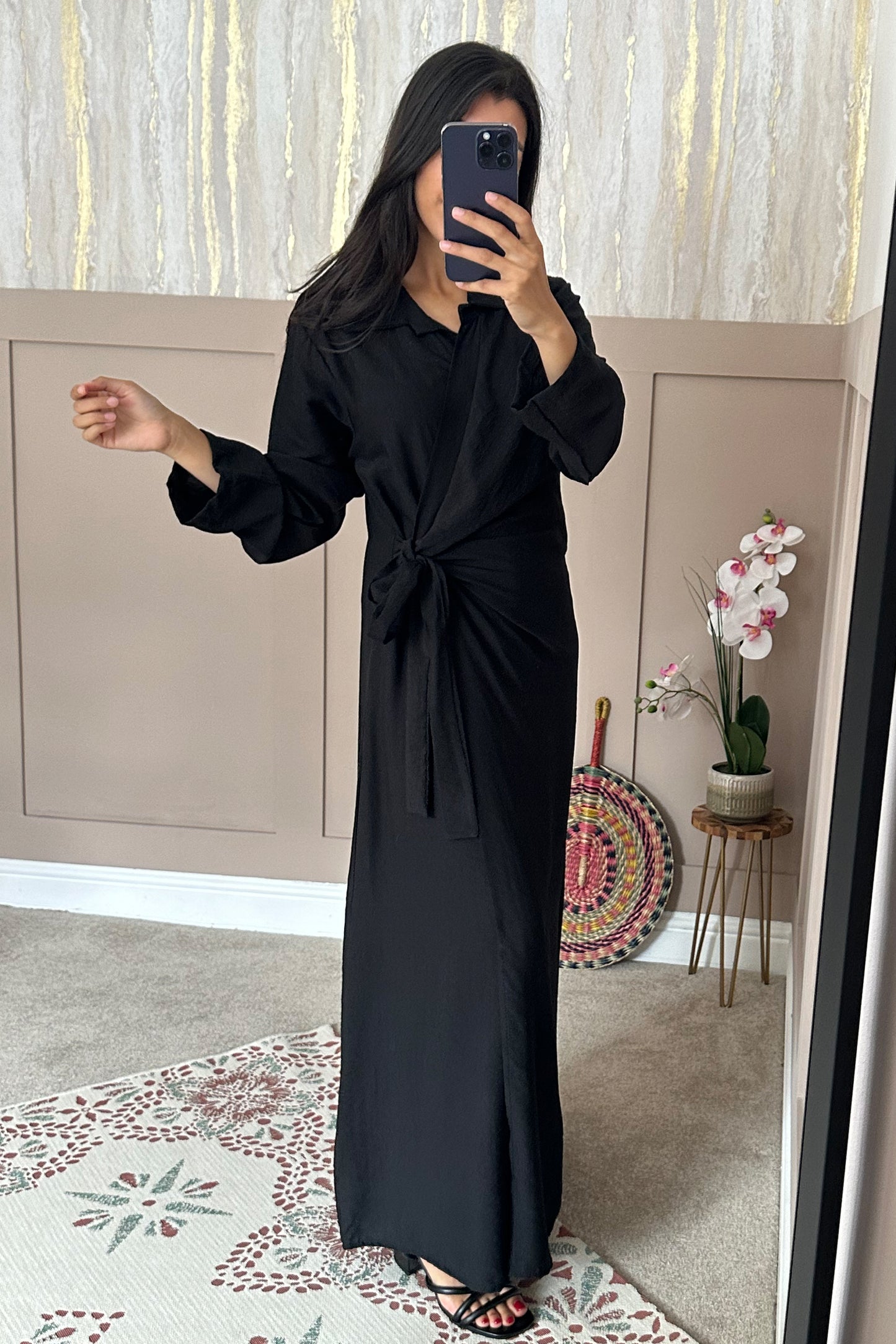 Mila Wrap Maxi Dress - Black