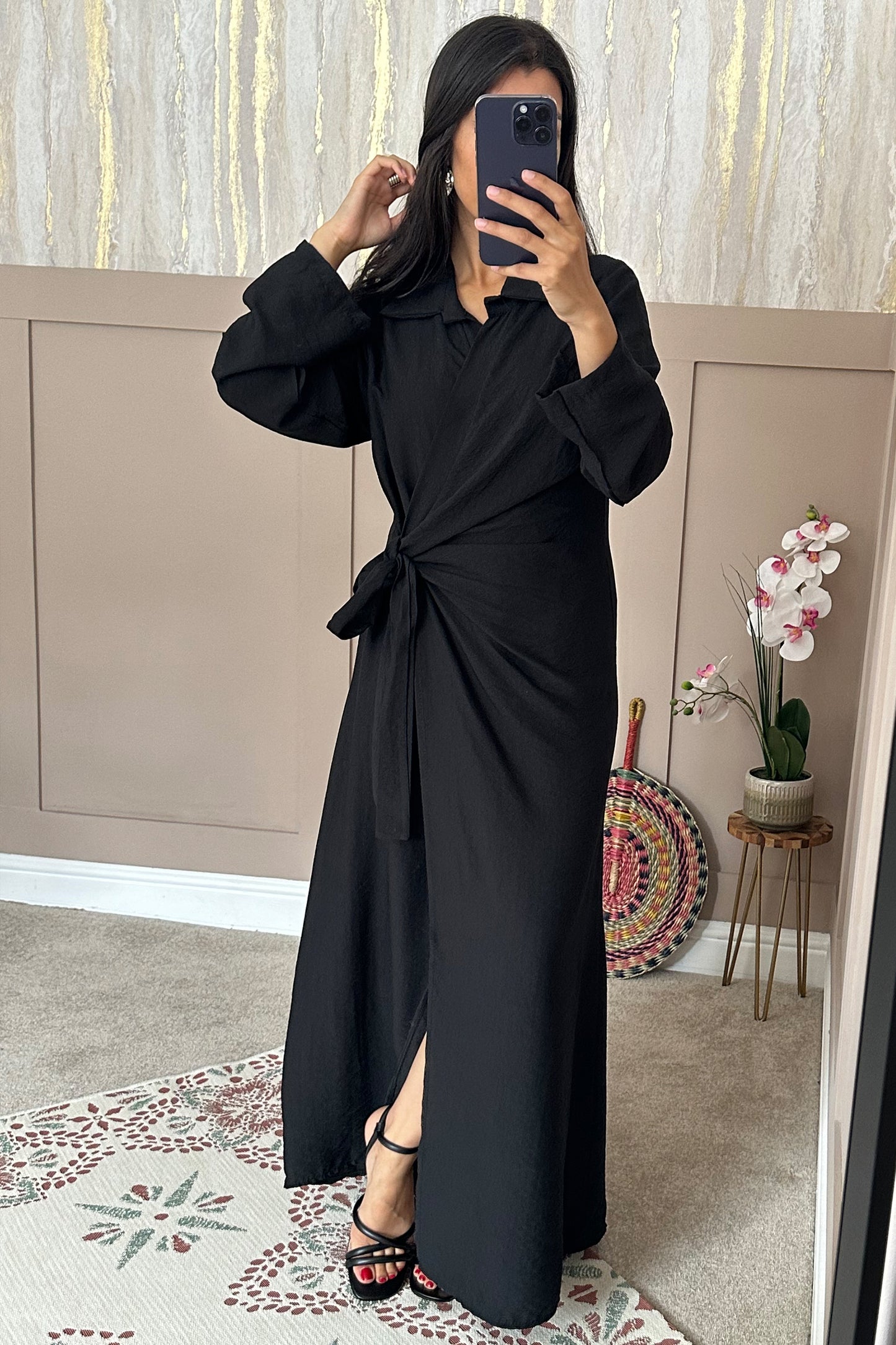 Mila Wrap Maxi Dress - Black